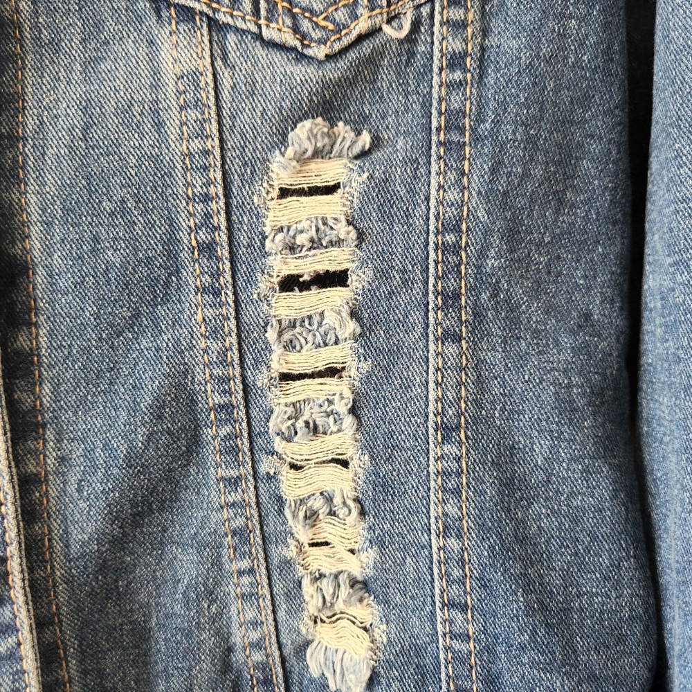 Love Brand Jean Jacket Pearls Denim Large Boutique - Picture 6 of 7